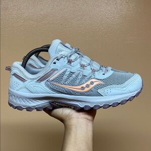 Saucony Excursion TR13 Versafoam Trail Running Sneakers “Gray Peach Plum Fog”